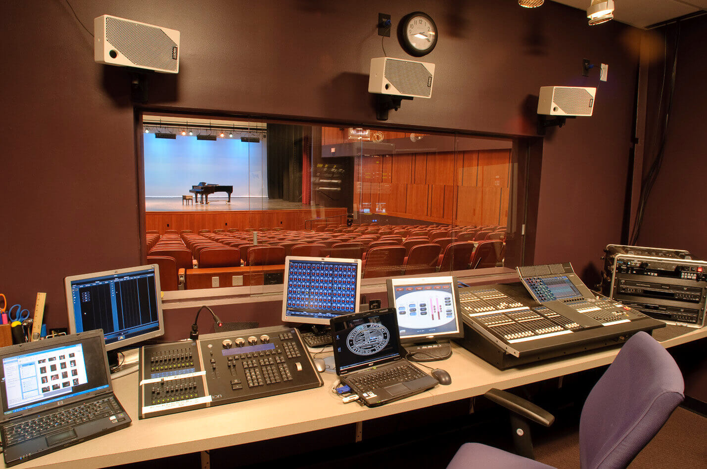 Fryeburg Academy performing hall control room